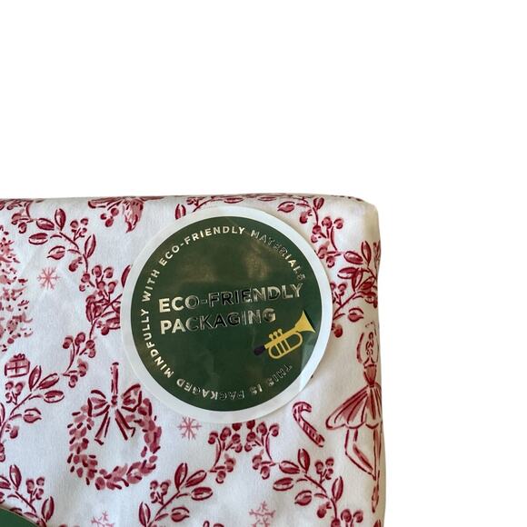 Envogue QUEEN 4pc Sheet Set Nutcracker Toile Christmas Bedding Red & White New - Picture 6 of 10